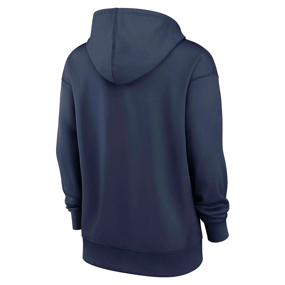 Women's Nike Navy Cleveland Guardians Authentic Collection City Connect Performance Pullover Hoodie