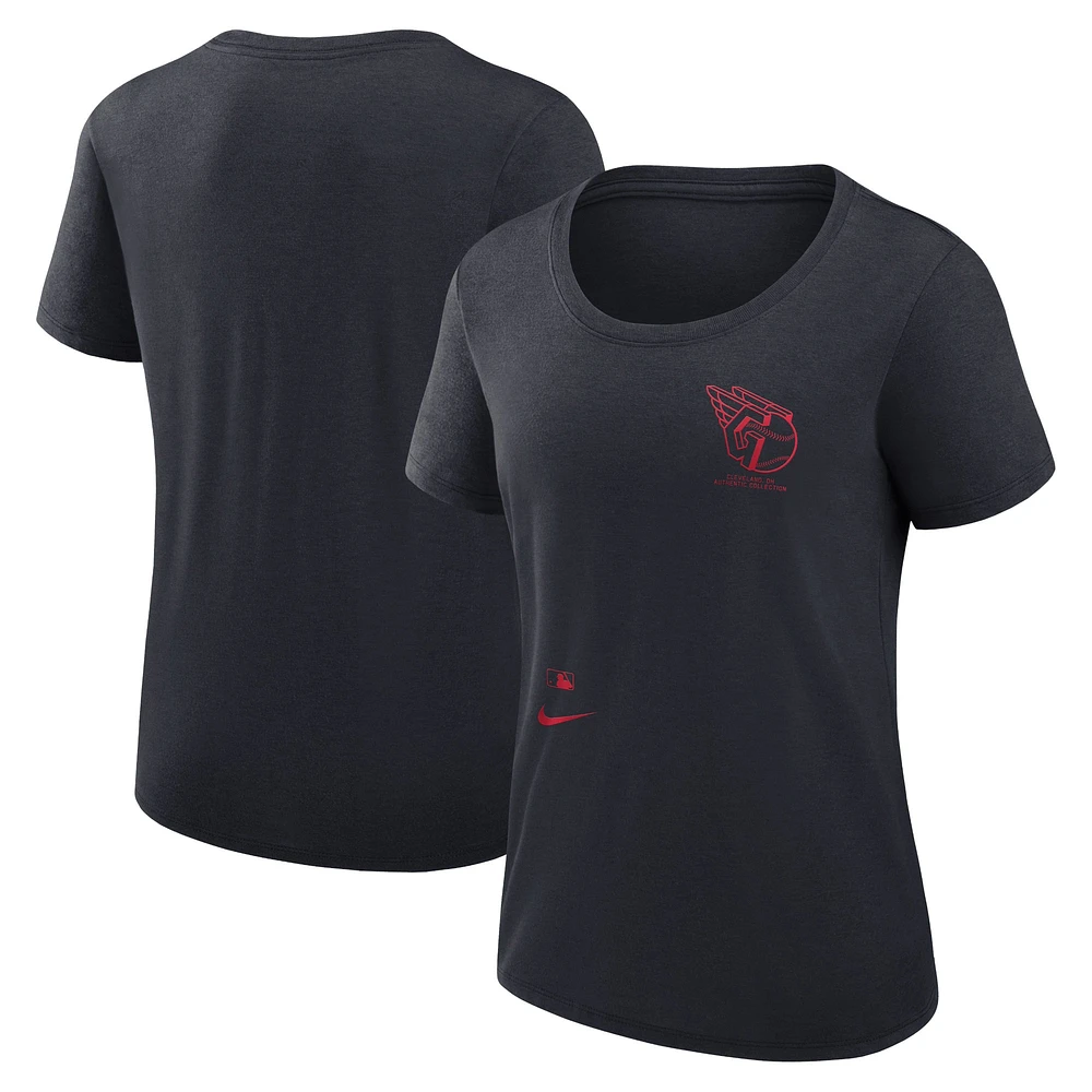 Women's Nike Navy Cleveland Guardians Authentic Collection Performance Scoop Neck T-Shirt