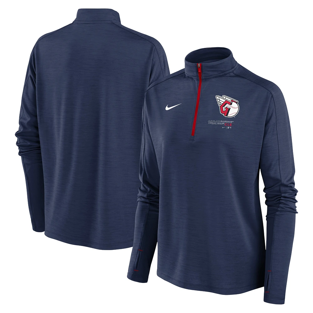 Haut Nike Cleveland Guardians Pacer Quarter-Zip pour femme - Bleu marine