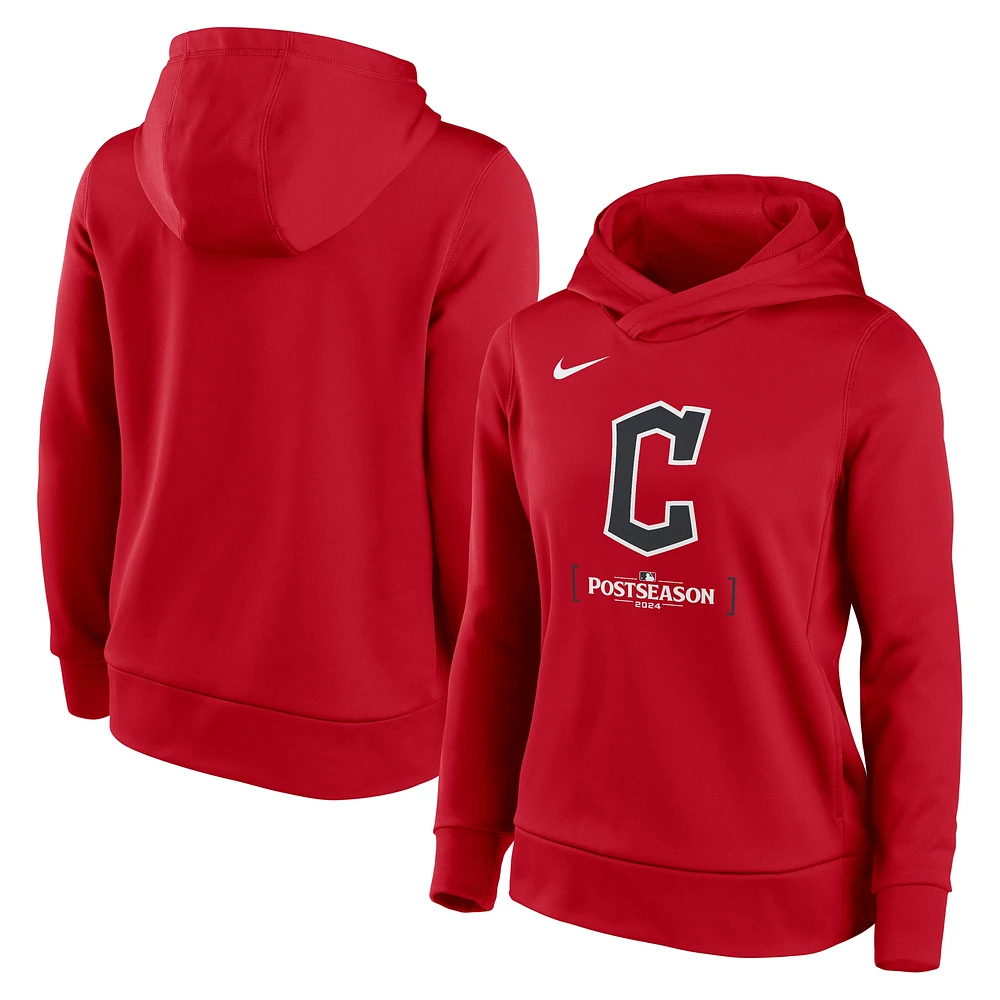 Sweat à capuche Nike rouge Cleveland Guardians 2024 Postseason Authentic Collection pour femme