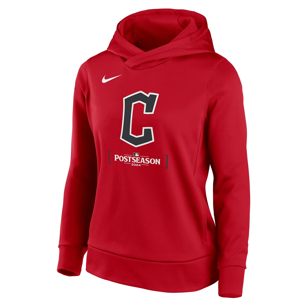 Women's Nike Red Cleveland Guardians 2024 MLB Postseason Authentic Collection Therma Pullover Hoodie