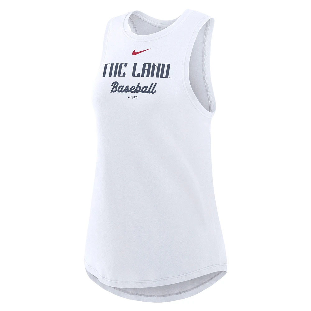 Débardeur Nike blanc à col montant City Connect Tricode pour femme, Cleveland Guardians