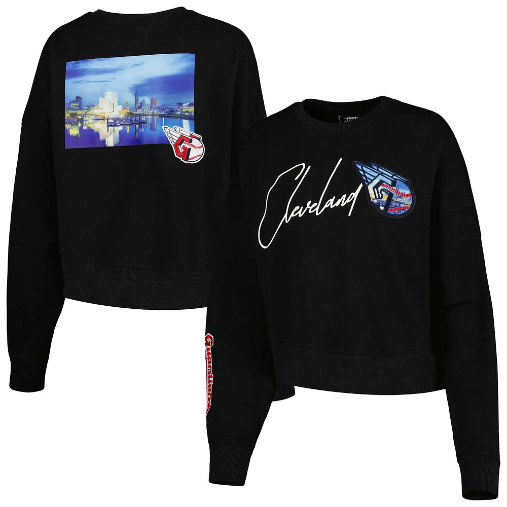 Sweat à capuche noir Pro Standard Cleveland Guardians City Scape pour femme