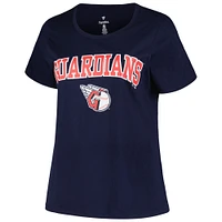 Women's Profile Navy Cleveland Guardians Plus Arch Logo T-Shirt