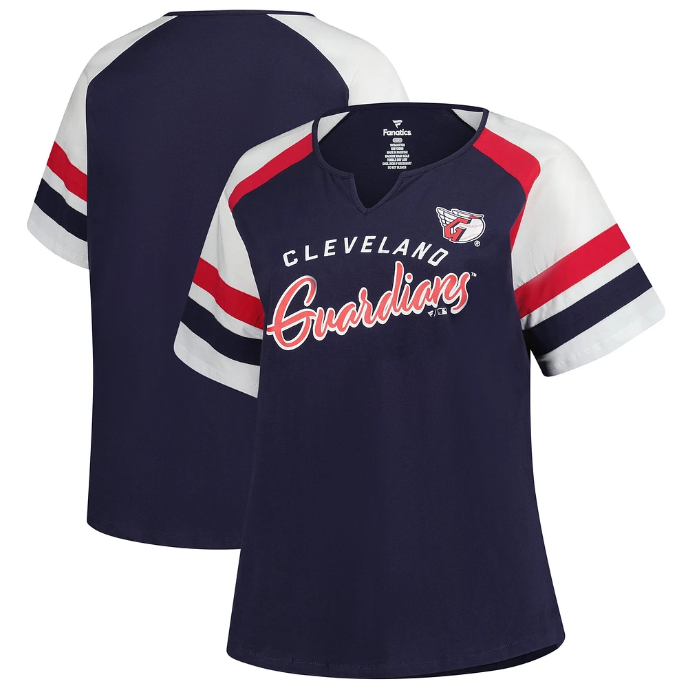 Women's Profile  Navy Cleveland Guardians Plus Sized Arched Notch Neck T-Shirt