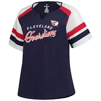 Women's Profile  Navy Cleveland Guardians Plus Sized Arched Notch Neck T-Shirt