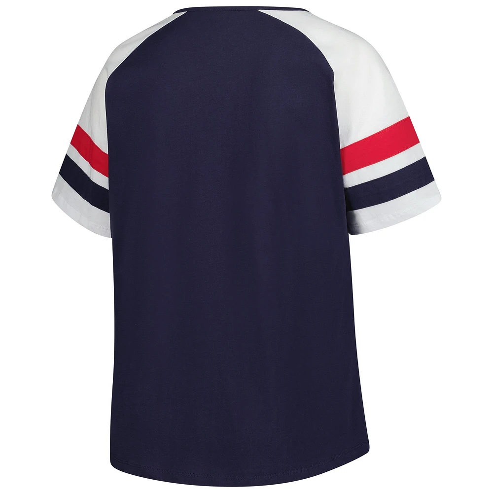 Women's Profile  Navy Cleveland Guardians Plus Sized Arched Notch Neck T-Shirt