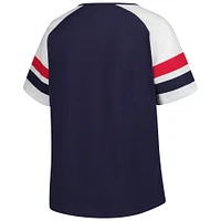 Women's Profile  Navy Cleveland Guardians Plus Sized Arched Notch Neck T-Shirt