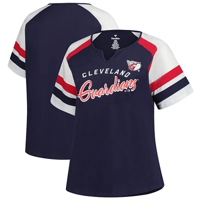 Women's Profile  Navy Cleveland Guardians Plus Sized Arched Notch Neck T-Shirt