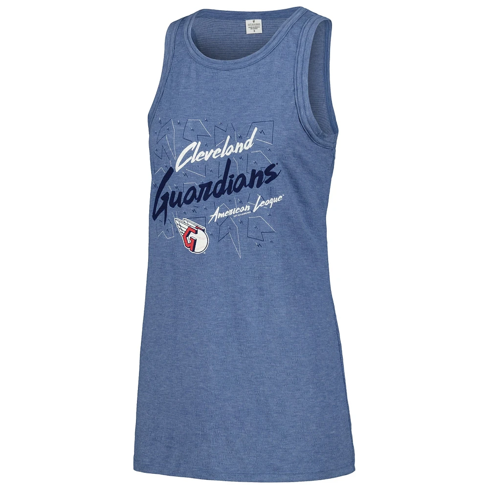 Women's Soft as a Grape Navy Cleveland Guardians Gauze High Neck Tank Top