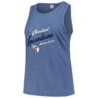 Women's Soft as a Grape Navy Cleveland Guardians Plus Curvy High Neck Tri-Blend Tank Top