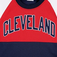 Women's Starter Navy/Red Cleveland Guardians Baseline Raglan Pullover Sweatshirt