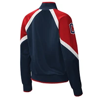 Women's Starter Navy Cleveland Guardians Touchdown Raglan Full-Zip Track Jacket