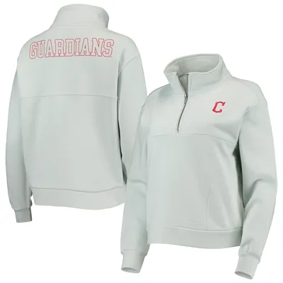 Cleveland Guardians The Wild Collective Women's Two-Hit Quarter-Zip Pullover Top - Light Blue
