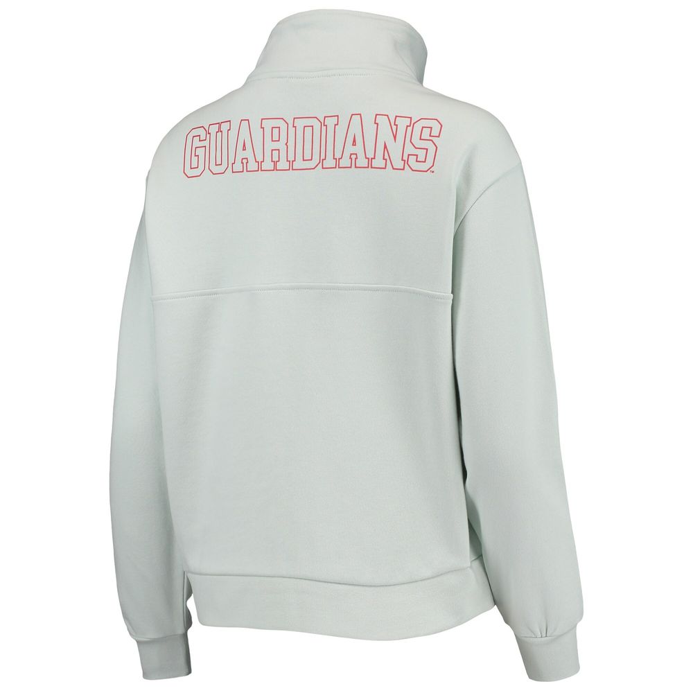 Women's The Wild Collective Light Blue Cleveland Guardians Two-Hit Quarter-Zip Pullover Top