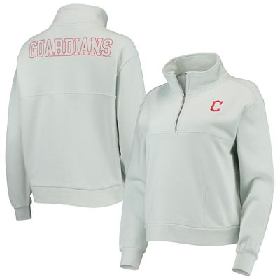 Women's The Wild Collective Light Blue Cleveland Guardians Two-Hit Quarter-Zip Pullover Top