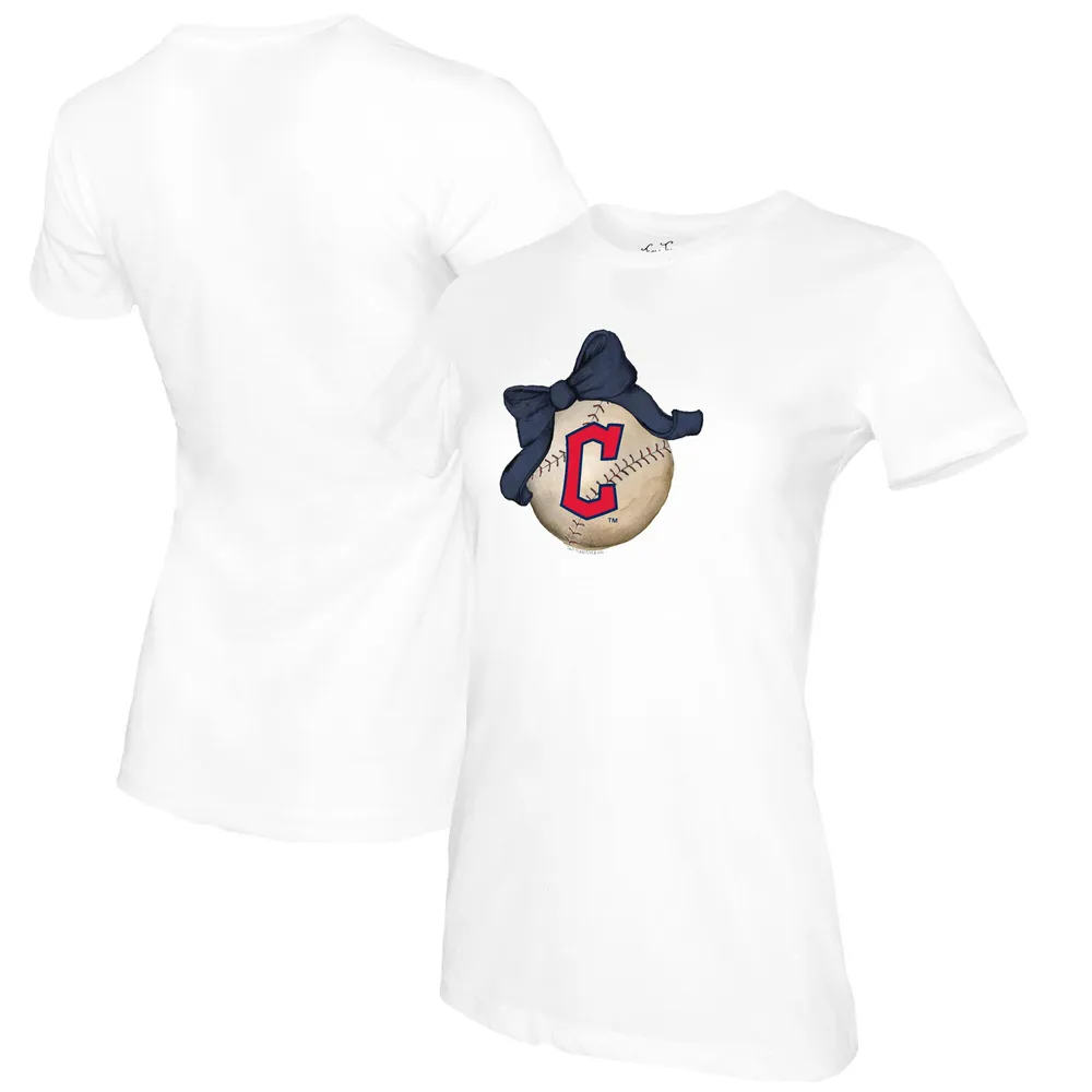 Women's Tiny Turnip Navy Cleveland Guardians Baseball Flag T-Shirt