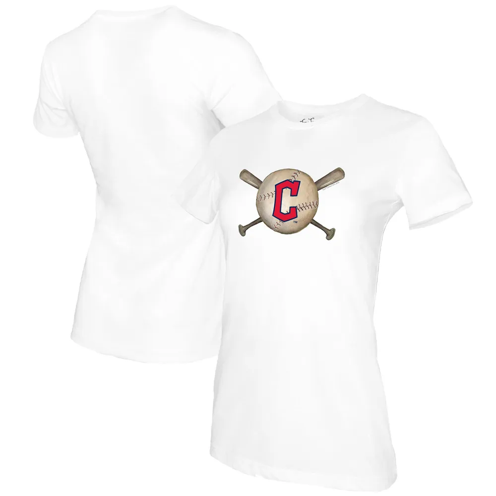 Cleveland Indians Youth Large Short Sleeve Henly T-Shirt, white / blue