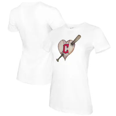 Cleveland Guardians Tiny Turnip Women's Heart Bat T-Shirt - White