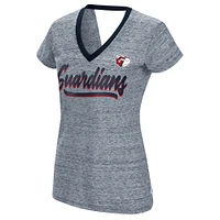 T-shirt à col en V pour femme Touch Navy Cleveland Guardians Halftime Back Wrap Top