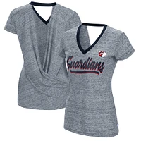 T-shirt à col en V pour femme Touch Navy Cleveland Guardians Halftime Back Wrap Top