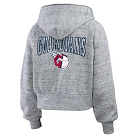 Women's WEAR by Erin Andrews  Heather Gray Cleveland Guardians Speckled Fleece Cropped Full-Zip Hoodie