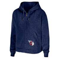 Women's WEAR by Erin Andrews Navy Cleveland Guardians Full-Zip Hoodie