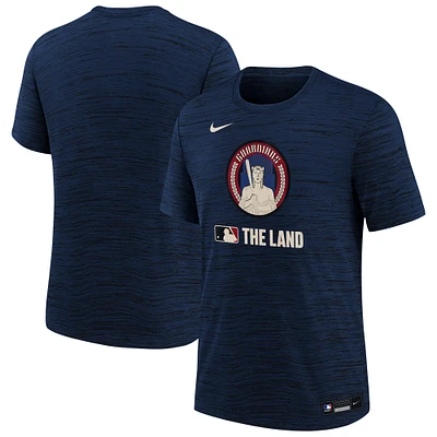 Youth Nike Navy Cleveland Guardians Authentic Collection City Connect Velocity Performance T-Shirt