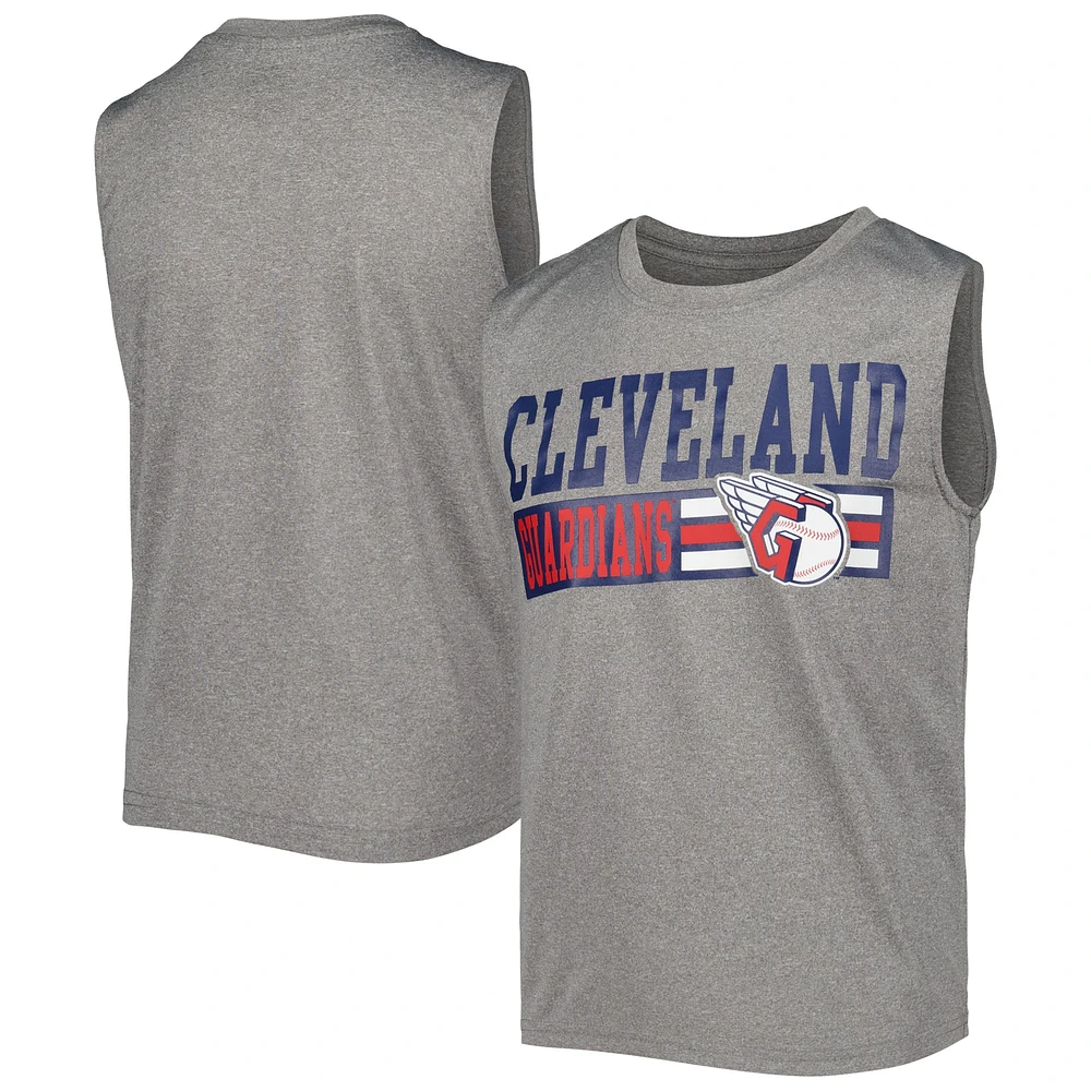 T-shirt sans manches gris chiné Cleveland Guardians pour jeune