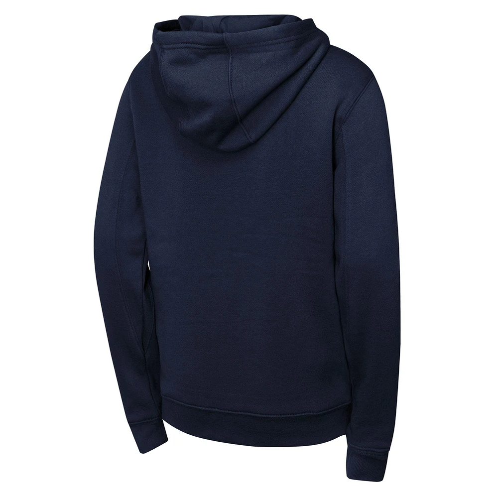 Youth  Navy Cleveland Guardians Wordmark Fleece Full-Zip Hoodie