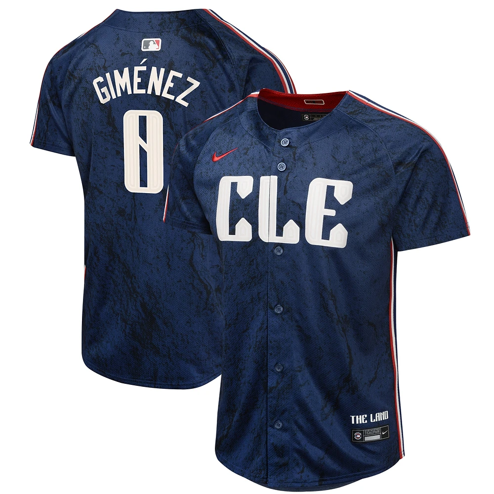 Maillot Nike Andres Gimenez pour enfant, bleu marine, Cleveland Guardians 2024 City Connect Limited