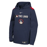 Youth Nike Navy Cleveland Guardians City Connect Authentic Collection Performance Pullover Hoodie