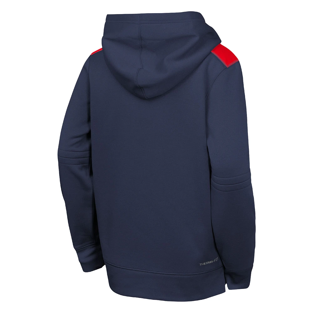 Youth Nike Navy Cleveland Guardians City Connect Authentic Collection Performance Pullover Hoodie