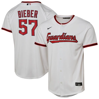 Youth Nike Shane Bieber White Cleveland Guardians Home Replica Player Jersey