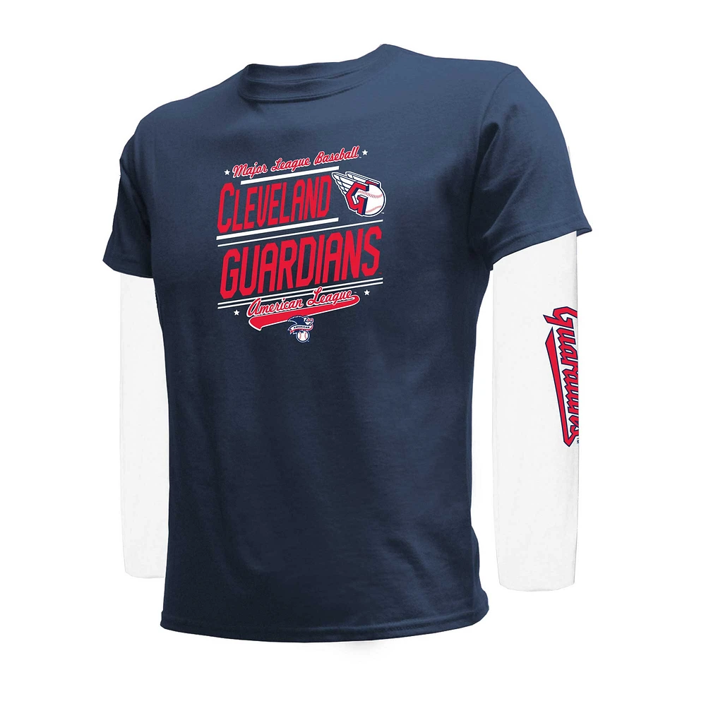 Ensemble de t-shirts bleu marine/blanc Cleveland Guardians pour jeunes