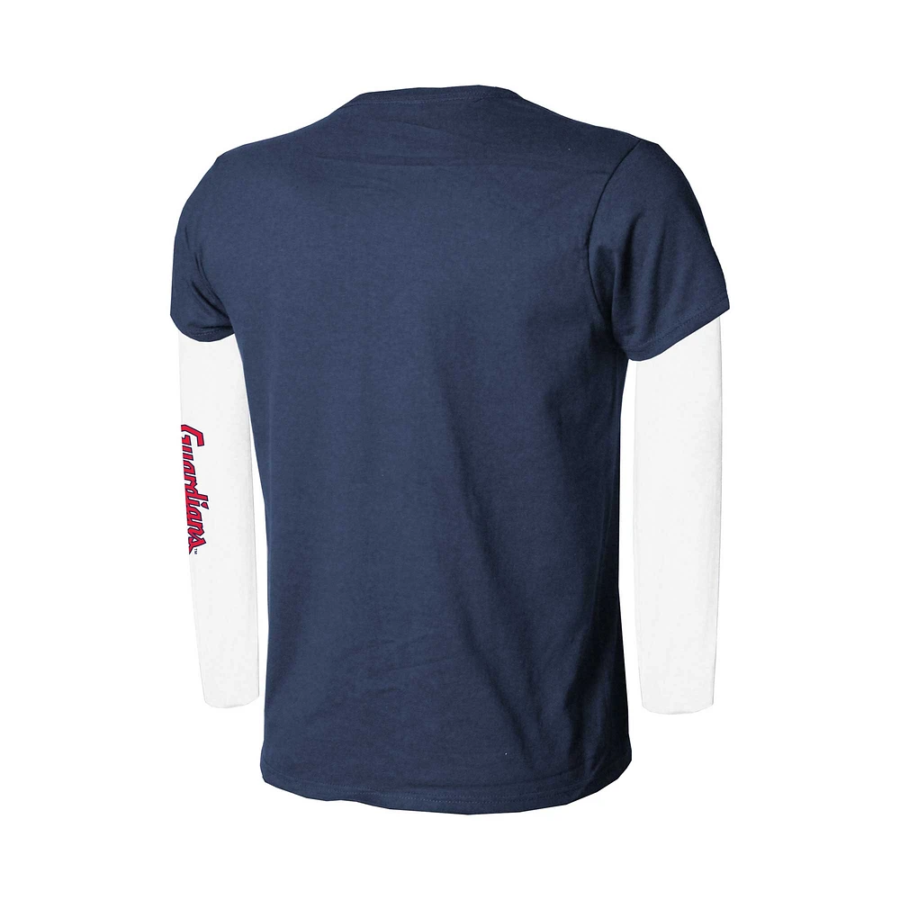 Ensemble de t-shirts bleu marine/blanc Cleveland Guardians pour jeunes