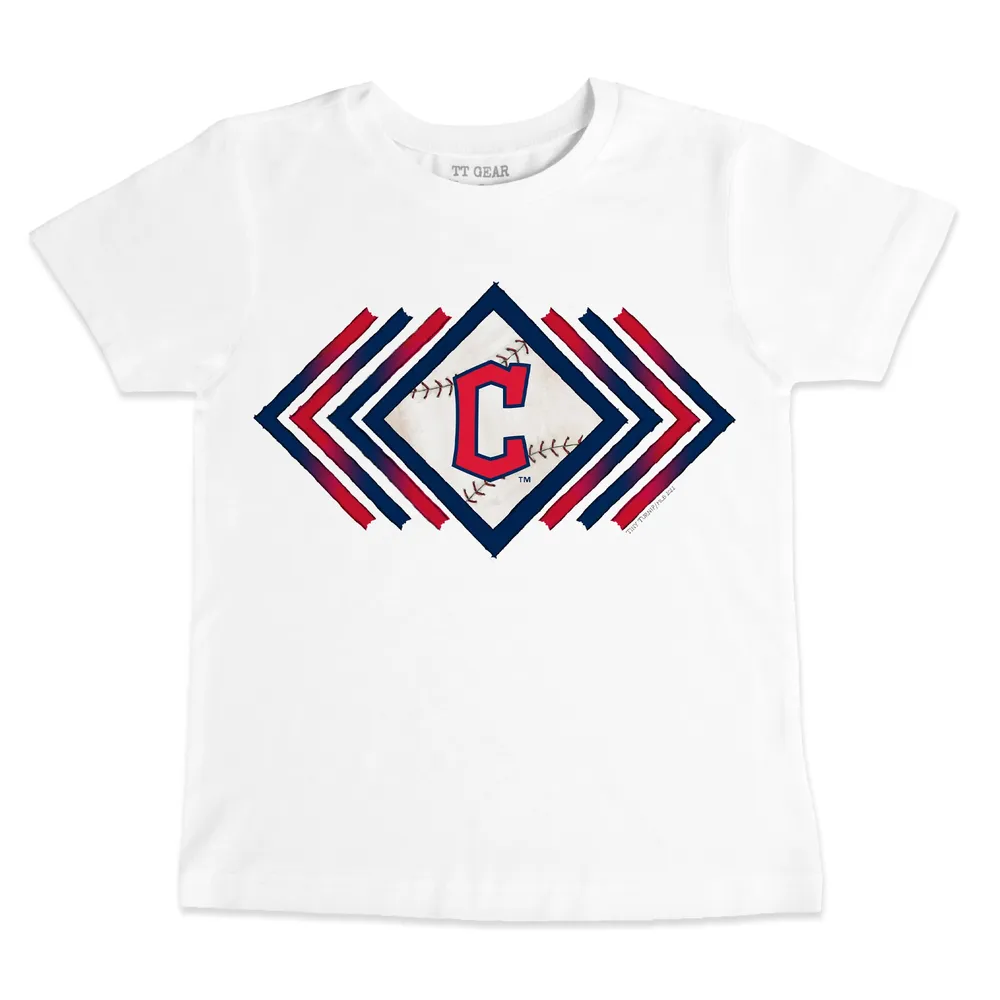 Women's Tiny Turnip Navy Cleveland Guardians Baseball Flag T-Shirt