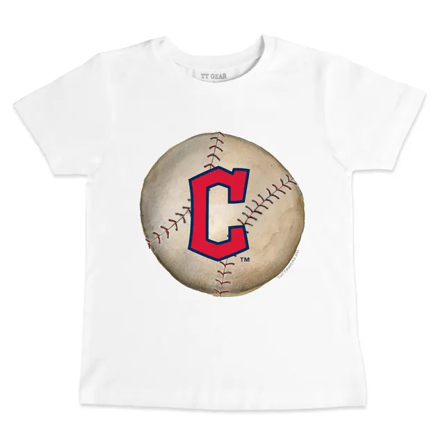 Women's Tiny Turnip White Cleveland Guardians Heart Bat T-Shirt