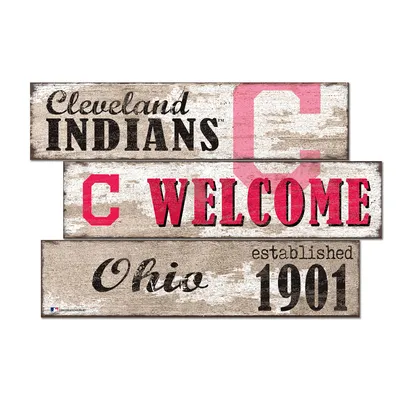 Cleveland Indians 24" 3-Plank Welcome Sign