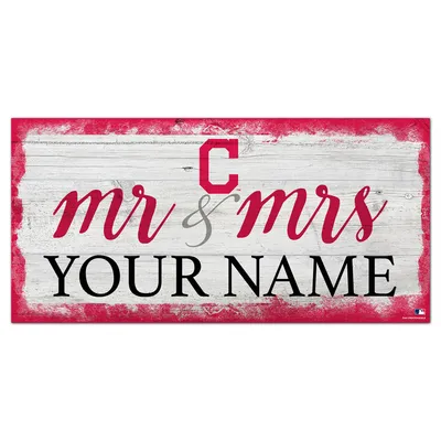 Cleveland Indians 6" x 12" Personalized Mr. & Mrs. Script Sign