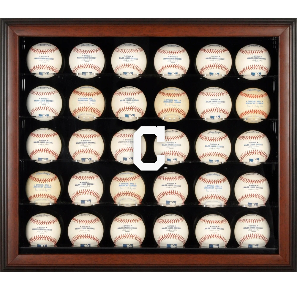 Cleveland Indians Logo Brown Framed 30-Ball Display Case