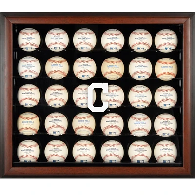 Cleveland Indians Logo Brown Framed 30-Ball Display Case
