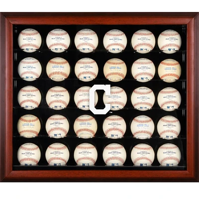 Cleveland Indians Logo Mahogany Framed 30-Ball Display Case