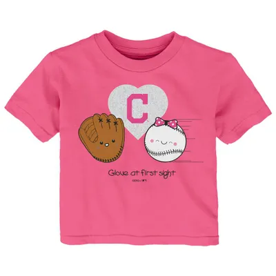 Cleveland Indians Girls Infant I Glove You T-Shirt - Pink