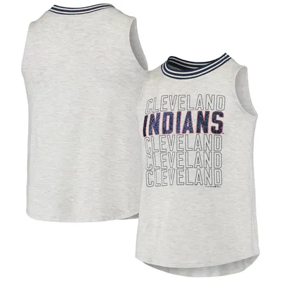 Cleveland Indians Justice Girls Youth Repeat Baseball Tank Top - Natural