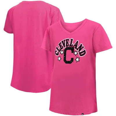 New Era Girl's Youth New Era Pink Toronto Blue Jays Jersey Stars V-Neck T- Shirt