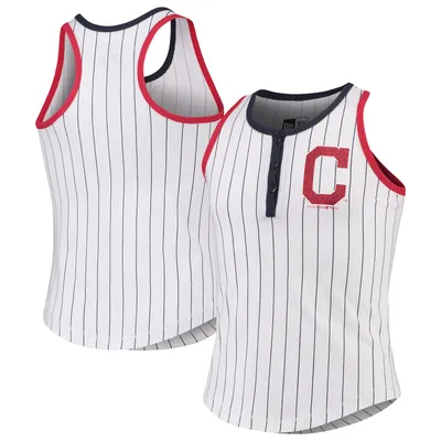 Women's New Era White/Red Boston Red Sox Pinstripe Jersey Tank Top