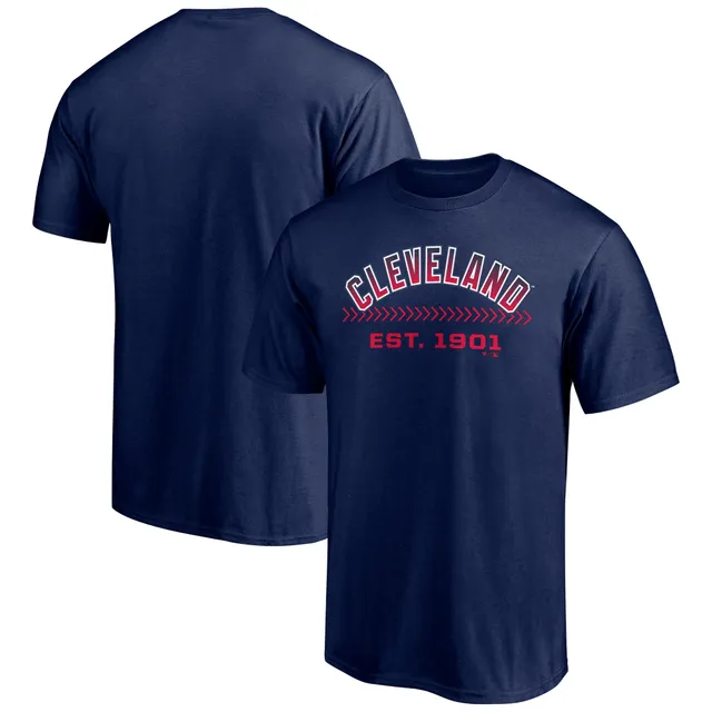 Youth Cleveland Indians White/Navy Heavy Hitter V-Neck T-Shirt