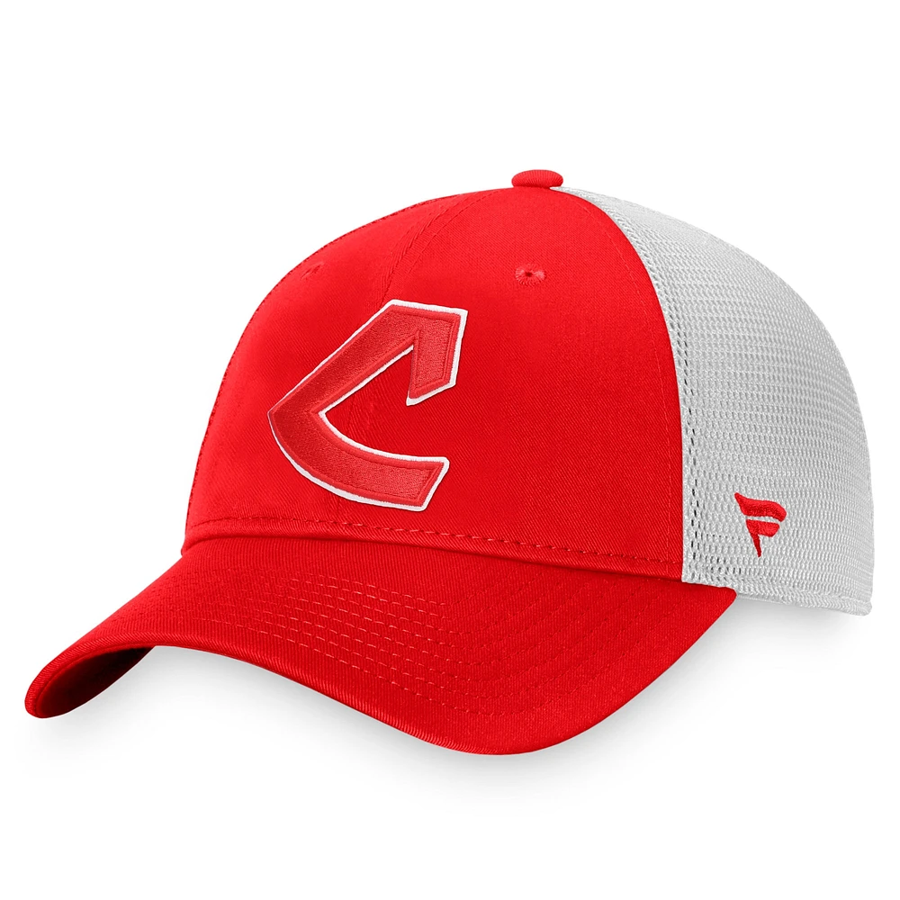 Men's Fanatics Branded Red/White Cleveland Indians Cooperstown Collection Core Trucker Snapback Hat