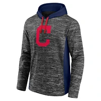 Men's Fanatics Charcoal/Navy Cleveland Indians Instant Replay Colorblock Space-Dye - Pullover Hoodie